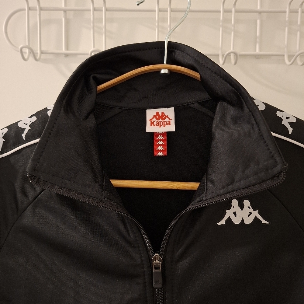 Kappa Women's Classic Black Track Jacket with White Accents (Size XS)